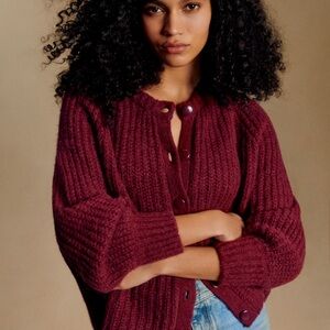 Sezane burgundy Emile Cardigan Sweater